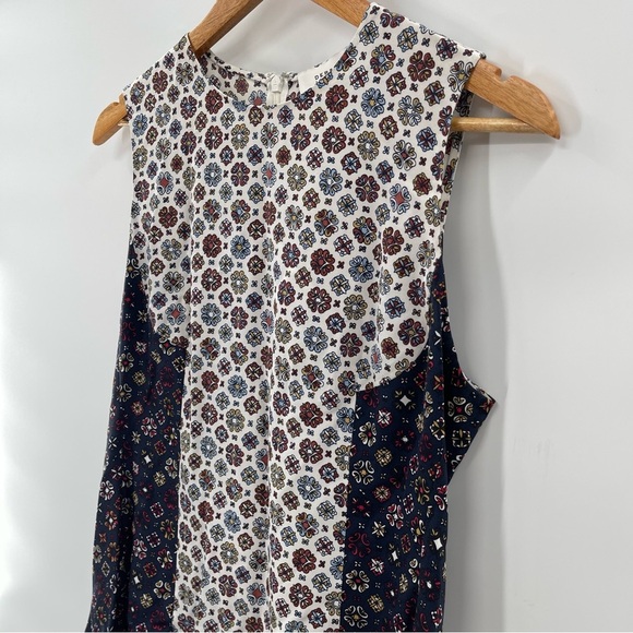Derek Lam 10 Crosby Silk Mixed Media Floral Geometric Sleeveless Blouse Size 10 - Picture 7 of 10